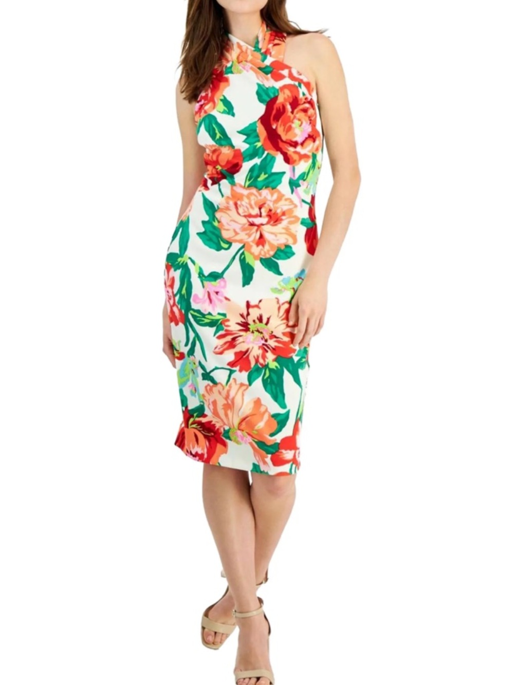 Rachel Roy small Punch Floral Retail Hang Tag with Bold Orange Size Stripe